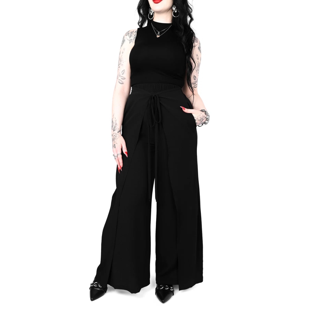 Foxblood - Wide Leg Wrap Weite Hose - Schwarz